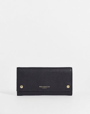 Paul Costelloe leather stud detail wallet in black