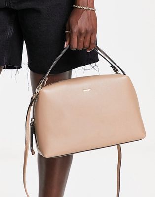 Paul Costelloe leather top handle grab bag in light brown