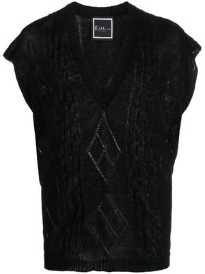 Paul Memoir pointelle-knit linen top - Black