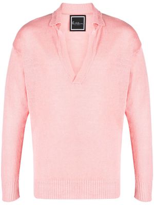Paul Memoir V-neck linen jumper - Pink