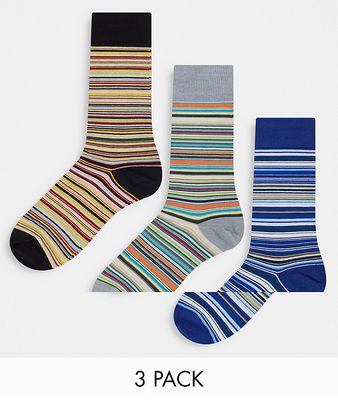 Paul Smith 3 pack multi stripe socks in multi