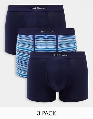 Paul Smith 3 pack trunks in navy and multi stripe