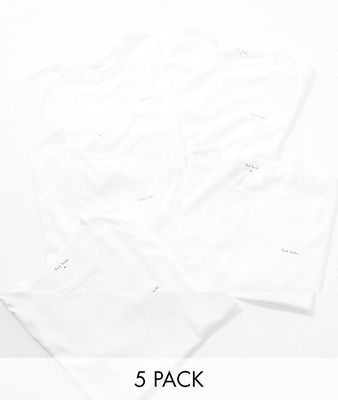 Paul Smith 5 pack T-shirt in white