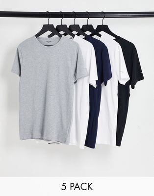 Paul Smith 5 pack T-shirts in black / white / gray / navy-Multi