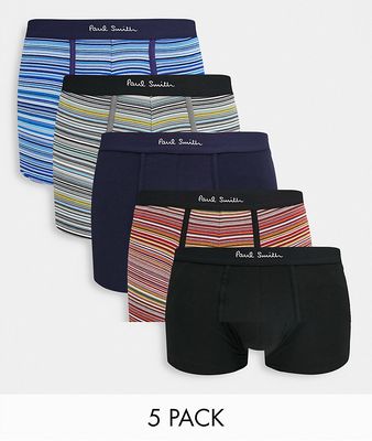 Paul Smith 5-pack trunks in black and classic stripe-Multi
