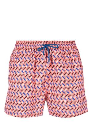 Paul Smith abstract-pattern drawstring swim-shorts - Orange