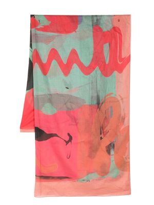 Paul Smith abstract-print cotton scarf - Pink