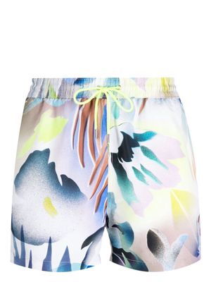 Paul Smith abstract-print swim shorts - White