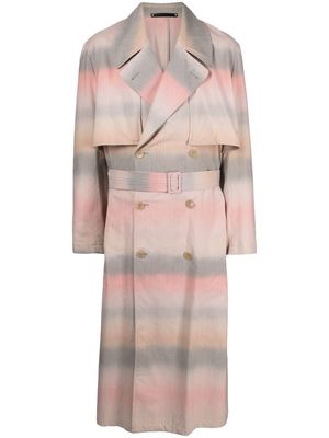 Paul Smith abstract-stripe belted trench coat - Grey