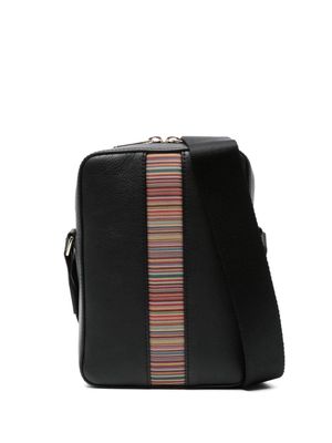 Paul Smith artist-stripe leather messenger bag - Black