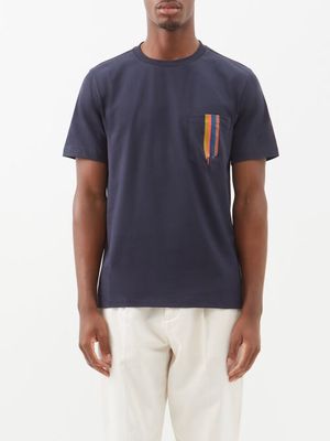 Paul Smith - Artist Stripe Organic-cotton Jersey T-shirt - Mens - Navy