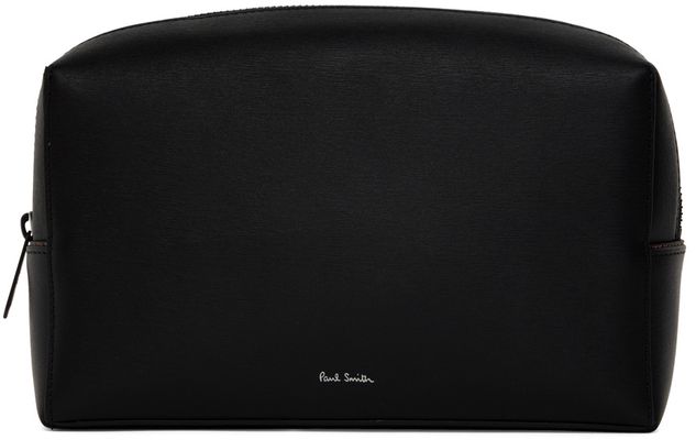 Paul Smith Black Embossed Leather Wash Bag Pouch