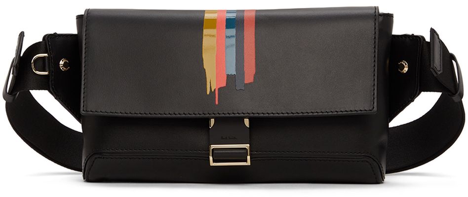 Paul Smith Black Painted Stripe Messenger Bag