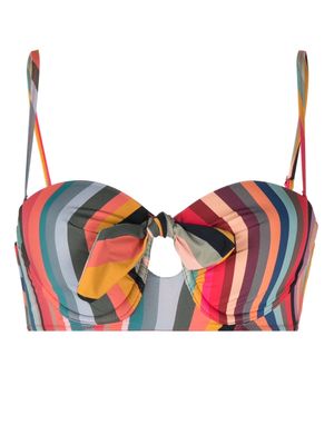 Paul Smith bow-detail striped bikini top - Multicolour