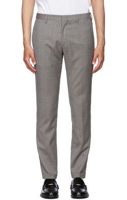 Paul Smith Brown & Grey Mini-Check Wool Trousers