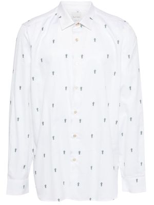 Paul Smith cactus-embroidered cotton shirt - White