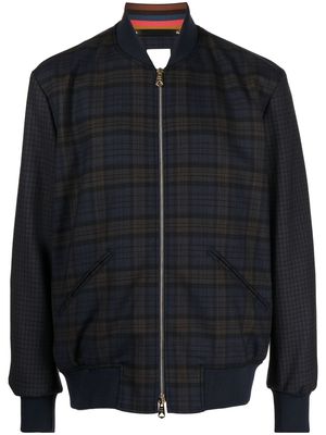 Paul Smith check-pattern bomber jacket - Blue