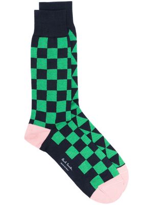 Paul Smith checkerboard mid-calf socks - Blue