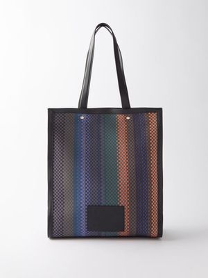 Paul Smith - Checkered-stripe Canvas And Leather Tote Bag - Mens - Multi