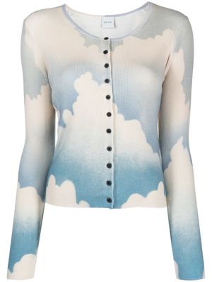 Paul Smith cloud-print knitted cardigan - Blue