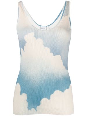 Paul Smith cloud-print knitted top - Blue