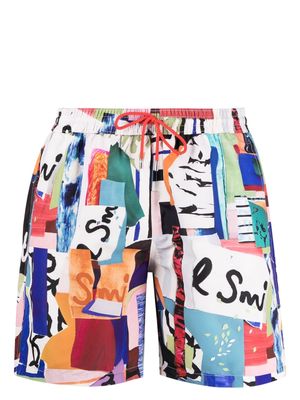 Paul Smith collage-print drawstring swim shorts - Multicolour