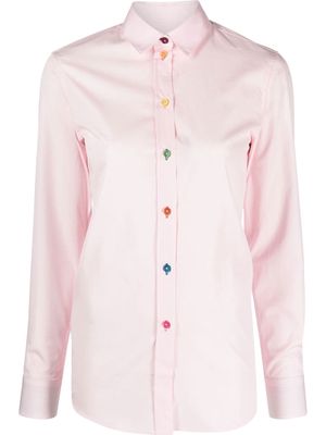 Paul Smith contrast-button long-sleeve shirt - Pink