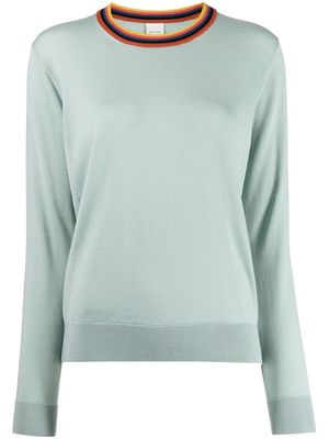 Paul Smith contrast-collar merino wool jumper - Green