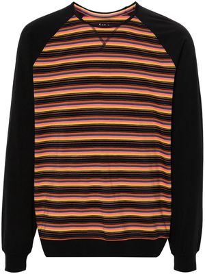 Paul Smith contrast-panel horizontal-stripe T-shirt - Black