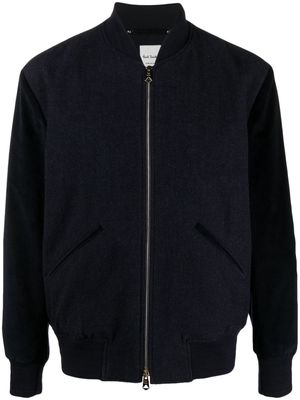 Paul Smith corduroy-sleeves waffle-knit jacket - Blue