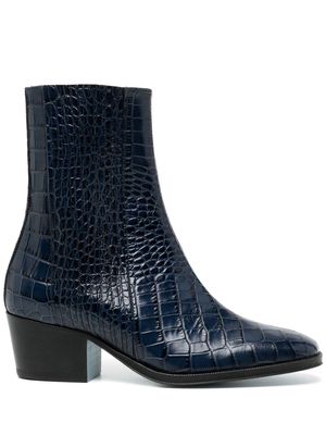 PAUL SMITH crocodile-effect leather boots - Blue