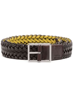 Paul Smith debossed-logo braided leather belt - Yellow