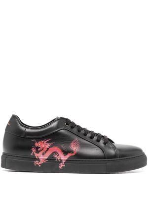 Paul Smith dragon-print leather sneakers - Black