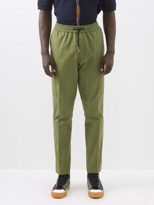 Paul Smith - Drawstring-waist Organic-cotton Cargo Trousers - Mens - Green