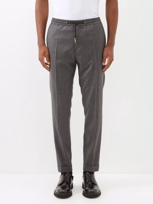 Paul Smith - Drawstring-waist Pleated Wool-blend Trousers - Mens - Grey