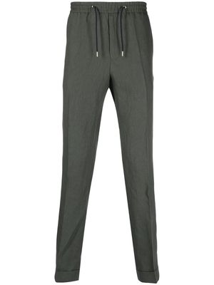 Paul Smith drawstring-waistband slim-cut linen trousers - Green