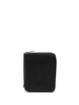Paul Smith embossed-logo leather zip-around wallet - Blue