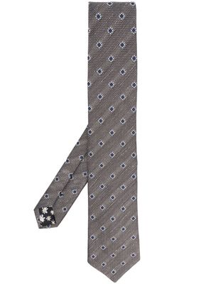Paul Smith embroidered-design silk-blend tie - Grey