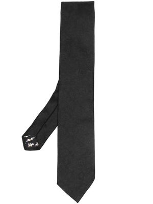Paul Smith embroidered-design silk tie - Black