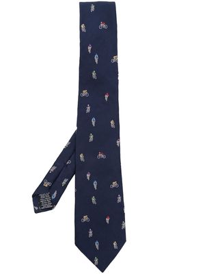 PAUL SMITH embroidered-design silk tie - Blue