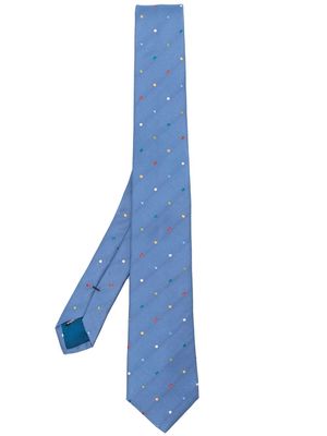 Paul Smith embroidered dot silk tie - Blue