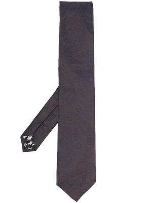 Paul Smith embroidered-pattern silk tie - Brown