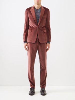 Paul Smith - Flat-front Cotton-velvet Suit Trousers - Mens - Burgundy