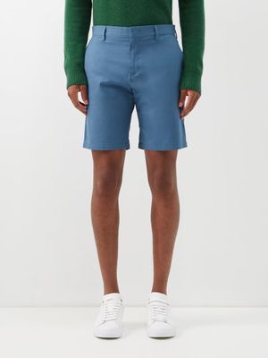 Paul Smith - Flat-front Organic Cotton-twill Shorts - Mens - Blue