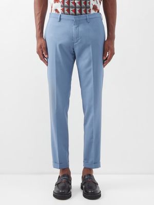 Paul Smith - Flat-front Pleated Wool Suit Trousers - Mens - Blue