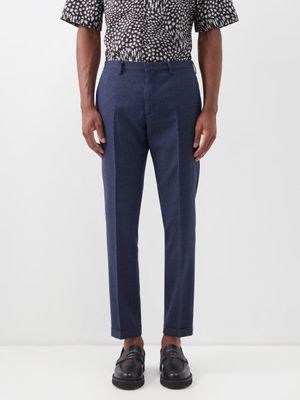 Paul Smith - Flat-front Pleated Wool Suit Trousers - Mens - Navy