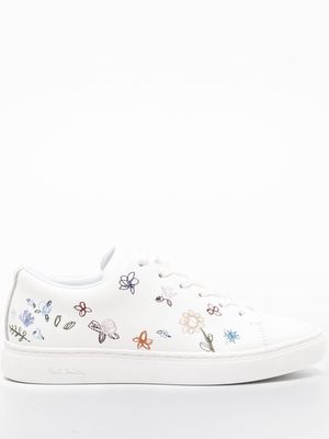Paul Smith floral-embroidered leather sneakers - White