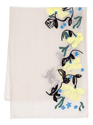 Paul Smith floral-embroidered scarf - Neutrals