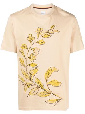 Paul Smith floral-embroidery cotton T-shirt - Neutrals