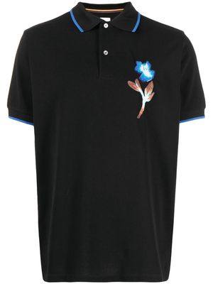 Paul Smith floral-embroidery polo shirt - Black